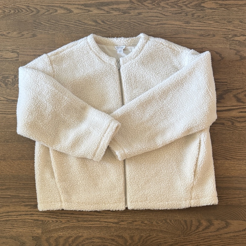 CALVIN KLEIN Womenβs Cozy Cream Sherpa Soft Fleece Outerwear - XL - NWT
